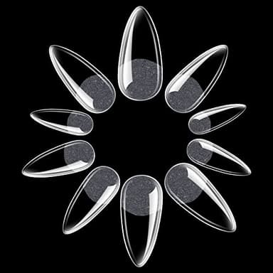 UNA GELLA Almond Gel Nail Tips, 504PCS Pre Etched Clear Fake Nails Tips Medium Almond Shape - 12 Sizes Full Cover Soft Acrylic Press On Nail Extensions No C Curve Gift for Diy at Home - Image 8