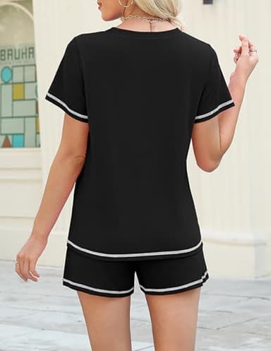 Ekouaer Womens Shorts Set Summer Outfits Short Sleeve Lounge Set 2 Pieces Soft Sleepwear Pajamas Set with Pockets - Image 4