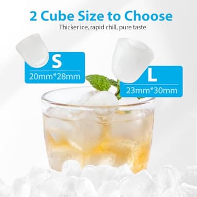 Aeitto Ice Maker Countertop 26lbs/24H, Ice Machine 8 Ice Cubes Ready in 6 Mins, 2 Sizes of Bullet Ice Portable Ice Makers with Basket & Scoop, Auto Self-Cleaning for Home/Kitchen/Office Stainless - Image 4
