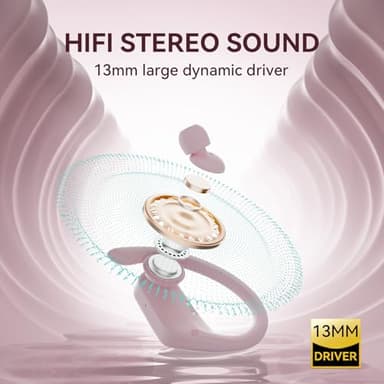 occiam Wireless Earbuds Bluetooth Headphones 96Hrs Playback Sport Ear Buds with Earhooks Microphone in-Ear Earphones Stereo Sound for Laptop Pad Phones Workout Running Exercise Gym (Pink, M) - Image 5