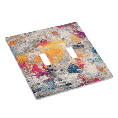 Xuejiaku Light Switch Cover Modern Abstract Colorful 2 Gang Wall Plate Double Light Switch Plate Toggle Decorative Outlet Covers Electrical Switchplate for Bathroom Bedroom Home Decor - Image 4