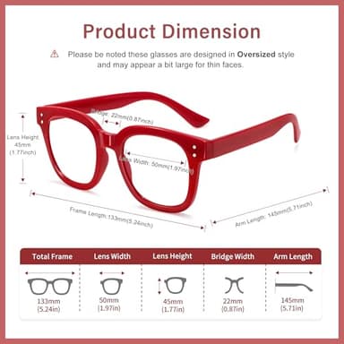 Madison Avenue Blue Light Blocking Glasses Oversized Fashion Blue Light Glasses for Women Anti Eyestrain & UV Protection Computer Eyeglasses (Red) - Image 4