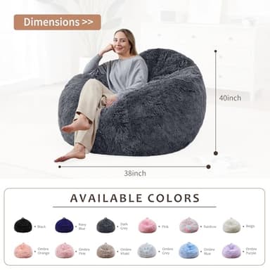 Stuffed Animal Storage Bean Bag (Cover Only), Adult Bean Bag Chair Covers Machine Washable, White Bean Bag Chair Without Filler Included - Image 2