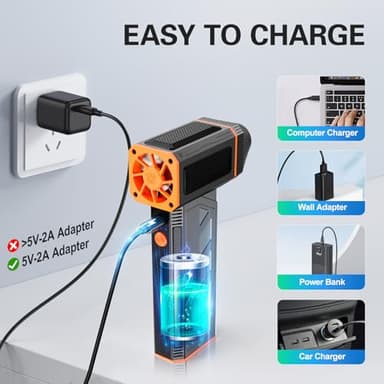 Electric Air Duster Rechargeable 130000RPM Super Power Air Blower Cordless 3 Gear Adjustable Hand Held Blower Turbo Compressed Air Duster Portable Mini Dust Blower for Computer Keyboard House Outdoor - Image 6