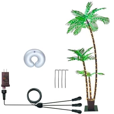 SOSHOT 6FT Lighted Artificial Palm Tree with Three Trunks and Upgraded 260 LED Lights - Outdoor/Indoor Use, Perfect for Tiki Bars, Patios, Homes, Offices, Beaches, Yards Pool and Cruise Party - Image 1