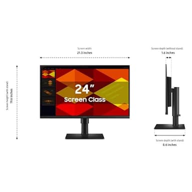 Samsung 24” (S40GD) Borderless Business Monitor with IPS Panel, 100Hz Refresh Rate, Eye Saver Mode, Ergonomic Design, Game Picture Mode, LS24D402GANXGO, 3 Yr Warranty - Image 3