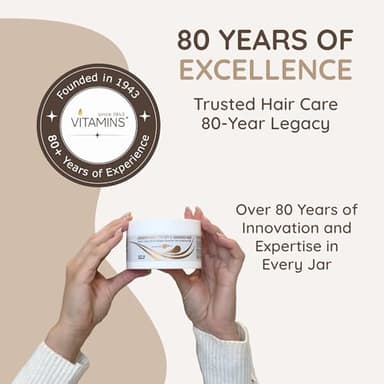 VITAMINS hair cosmetics Keratin Hair Mask - Protein Repair Keratin Treatment - Deep Conditioner for Dry, Damaged, Curly, Straight & Frizzy Hair with Biotin, Collagen & Castor Oil - 8.5 Fl Oz - Image 3