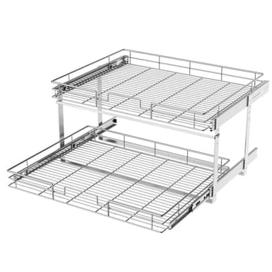 LOVMOR 2 Tier 31½"W x 21½"D, Individual Pull Organizer Kitchen Cabinet Storage Sliding Shelves - Image 1
