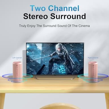 Ortizan Wireless Portable Bluetooth Speaker, IPX7 Waterproof, Dustproof and Rustproof, Powerful 24W Sound, Enhanced Bass, 30 Hour Battery, 360° Party Light, and Stereo Pairing (BT 5.3), Gifts - Pink - Image 5