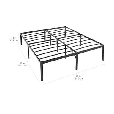 Amazon Basics Sturdy Heavy-Duty Non-Slip Platform Bed Frame King Size Storage, Steel Slat Support, Noise Free, Easy Assembly, 18 Inch Black - Image 2
