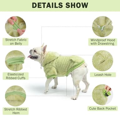 SCENEREAL Fleece Dog Sweater Hoodie for Small Medium Large Dogs, Fuzzy Warm Dog Sweatshirt with Pocket, Girl Boy Dog Clothes for Winter/Fall, Designer Cute Male/Female Dog Clothes with Leash Hole - Image 2