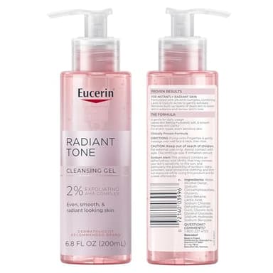 Eucerin Radiant Tone Face Cleanser Gel with 2% Exfoliating AHA Complex, Gentle Face Wash Improves Skin Clarity and Boosts Radiance, All Skin Types, 6.8 Fl Oz Bottle - Image 11