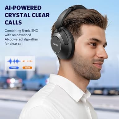 EarFun Wave Pro Active Noise Canceling Headphones, Wireless Over Ear Bluetooth Headphones, LDAC Hi-Res Sound, 5 Mics AI Clear Call, 80H Playtime, Multipoint Connection, Comfort Fit, Custom EQ via App - Image 7