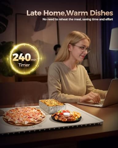 Warming Mat for Food,Food Warming Mat,Electric Warming Tray for Buffets Party and Home Daily Use,Heating Fastly in 10s,Portable Design,Timed Function for Your Family. - Image 6