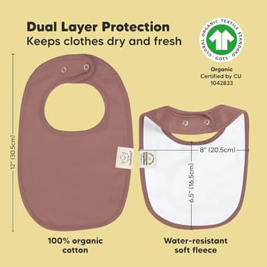 8-Pack Organic Baby Bibs for Boys, Girls - Soft Cotton Drooling and Teething Bibs for Baby Girl & Boy, Extra Absorbent, Easy to Clean & Put On for Toddler, Newborn, Infant 0-24 Months (Mauve) - Image 3