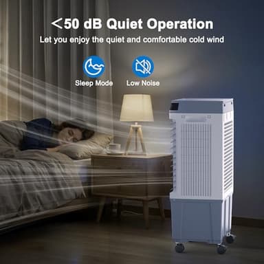 SUNGDOGIN 32inch Swamp Cooler Air Conditioner,Cooling Fan for Room Garage Patio,1800CFM Portable Evaporative Air Cooler，5.3 Gal Water Tank,3 Speeds,4 Ice Boxes,12H Timer,Remote - Image 7