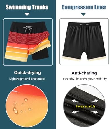 APTRO Men's Swim Trunks with Compression Liner 5 Inch Bathing Suit Beach Swimsuits #C167 L - Image 4