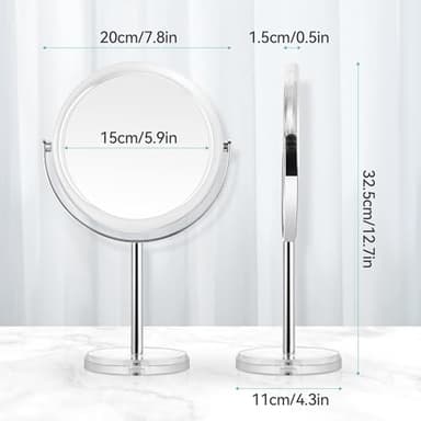 MIYADIVA 20X Magnifying Makeup Mirror,Double Sided 1X & 20X Magnifying Mirror with Stand,Tabletop Magnified Vanity Mirror with 360°Rotation for Bathroom or Bedroom 7.8 Inch - Image 6