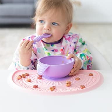Bumkins Baby Silicone Sensory Placemat, for Babies and Toddlers, Suction Mat for Restaurants, Stick On High Chairs and Tables, Eating Finger Foods, Baby Led Weaning Essentials, Ages 6 Months Up, Pink - Image 3