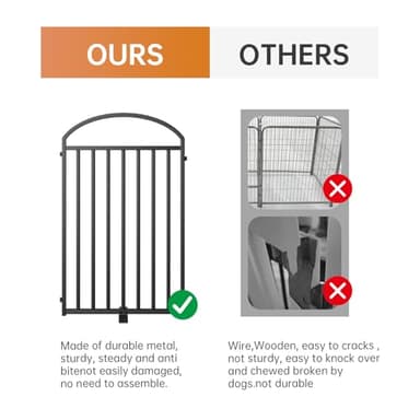 SNUOWU 4 Panles Full Matel Freestanding Dog Gates with Door, 96"Extra Wide 32"Tall Free Standing Dog Pet Gate for Indoor & Outdoor. Foldable Pet Fences for Doorways, House, Stairs, Porch, Deck, Yard - Image 3