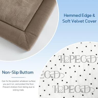 ILPEOD Baby Play Mat for Floor Tummy Time Mat Nursery Rug Muscle Mat Area Rug Playroom Rug Tatami Mat 6'7"x6'7" Memory Foam 1.3" Thick Crawling Mat for Babies,Toddlers, Infants, Kids,Floor Mat(Brown) - Image 3