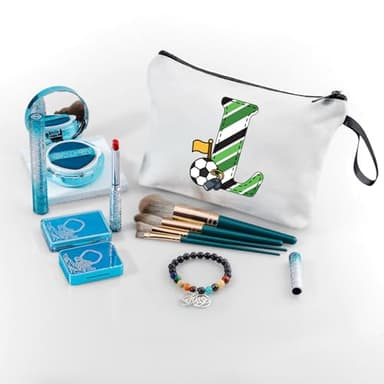 ARIOSEY Soccer Gifts Personalized Soccer Ball Cosmetic Bag for Purse Birthday Inspirational Gifts for Girls Women Team Coach Mom Stuff Travel Organizer-L - Image 5