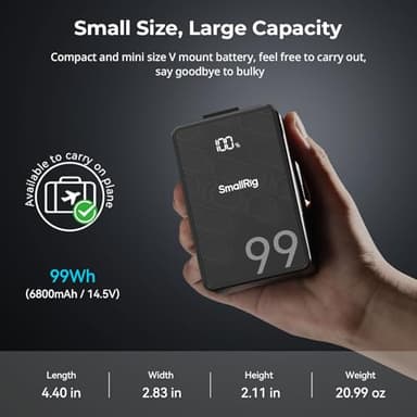 SMALLRIG V Mount Battery, 99Wh / 6800mAh 6-Port Portable Charger with 65W Output, 2.5H Full Charge, PD 3.0 Fast Charging, for Filmmakers, Cameras, Camcorders, Phones, Monitors, Video Lights - Image 5