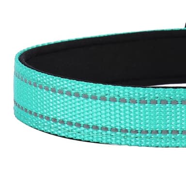 PWOD Reflective Dog Collar, Adjustable Soft Neoprene Padded Nylon Pet Collars with Buckle for Medium Dogs, Teal,M - Image 5