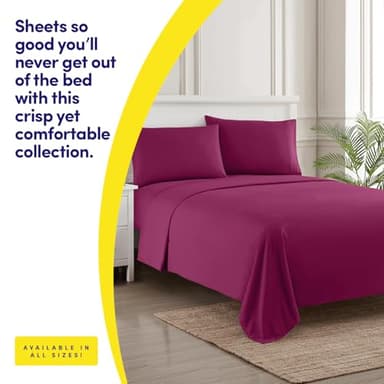 1500 Supreme Collection Queen Sheet Sets Berry Purple - Luxury Hotel Bed Sheets and Pillowcase Set for Queen Mattress - Extra Soft, Elastic Corner Straps, Deep Pocket Sheets, Queen Berry Purple - Image 2