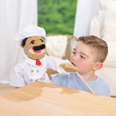 Melissa & Doug Chef Puppet (Al Dente) with Detachable Wooden Rod Pretend Play Chef Puppet Pepe - Image 5