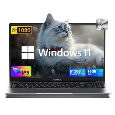 MALLRACE 2025 Laptop Computer with N150 Processor(4C/8T,up to 3.6GHz), 16GB DDR4 512GB NVMe SSD,15.6" Full HD IPS Display,5000mAh Battery, Wi-Fi,Type-C (Full Feature),Webcam - Image 1