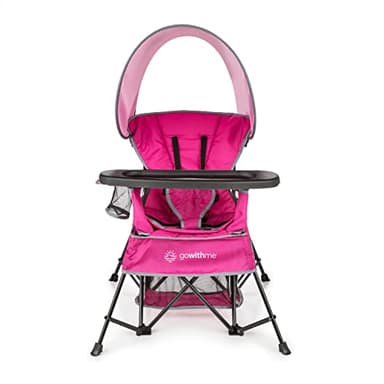 Baby Delight Go with Me Venture Portable Chair | Indoor and Outdoor | Sun Canopy | 3 Child Growth Stages | Pink - Image 1