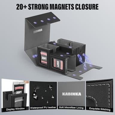 Kabinka Commander Deck Box for MTG Fits 400+ Double-Sleeved Card Storage, 5 IN 1 Removable Card Case with Dice Tray, Display Window for TCG/PTCG/EDH, 4 Magnetic One Touch Holders (Black) - Image 6