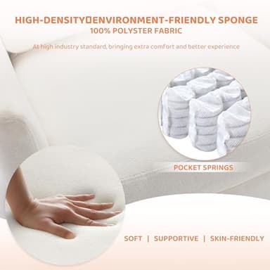 COLAMY Swivel Accent Chair Set of 2, Armchair Round Barral Chair, 360° Swivel Living Room Side Chair Upholstered Soft Cushion for Nursery/Bedroom - Beige - Image 6