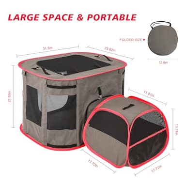 PETEASE Multi-Purpose Cat Enclosure Playpen - Foldable Indoor & Outdoor Cat Kennel with Private Bathroom, Water Bottle, Teasing Stick, Litter Box, and Waterproof Mat - Image 4