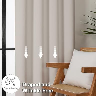 Simplebrand Ava Natural Blackout Curtains for Bedroom 84 Inch Length 2 Panels Set, Solid Thermal Insulated Privacy Living Room Window Treatment Curtains Blackout Drapes, W40 x L84 Inch, Natural - Image 6