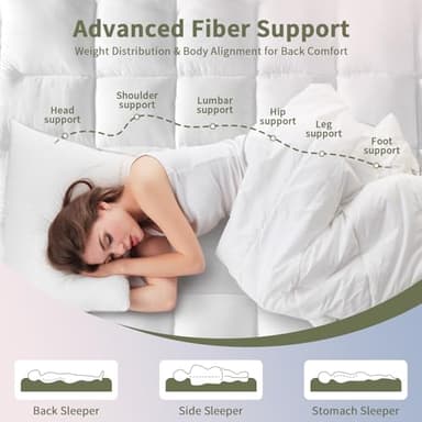 Extra Thick Mattress Topper King for Back Pain & Cloud-Like Sleep, Soft & Plush Mattress Pillow Top Bed Topper for Firm Mattress, Cooling Overfilled 1400GSM Mattress Pad, Fit to 6”-22” Mattress - Image 4