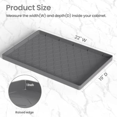 MateeyLife 22'' x 19'' Silicone Under Sink Mat for Kitchen Waterproof, Rubber Under Kitchen Sink Mat for Bottom, Bathroom Cabinet Liners for Shelves Waterproof, Silicone Matt with Lip, Boot Tray - Image 5