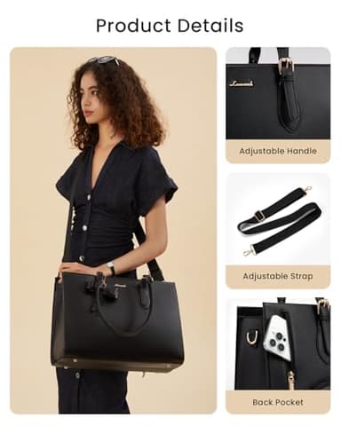 LOVEVOOK Lunch Tote Bag for Women, Laptop Bag for Work with Insulated Lunch Compartment 15.6 Inch 2 in 1 Lunch Tote Large Capacity Computer Handbag for Work, Teacher, Nurse, Office, Collage, Casual - Image 6