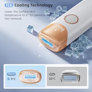 Laser Hair Removal with 5℃ Ice Cooling, Ubroo Painless IPL Laser Hair Removal Device 3 In 1 At Home Hair Remover Machine Permanent Hair Removal for Women Men Facial Body Use(Gold) - Image 2