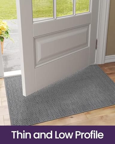 DEXI Door Mat Inside Entrance 32x48, Ultra Non Slip Rubber Backed Dirt Trapper, Low Profile Thin Welcome Doormat, Absorbent Easy Clean Entry Mats for Entryway, Patio, Grey - Image 7