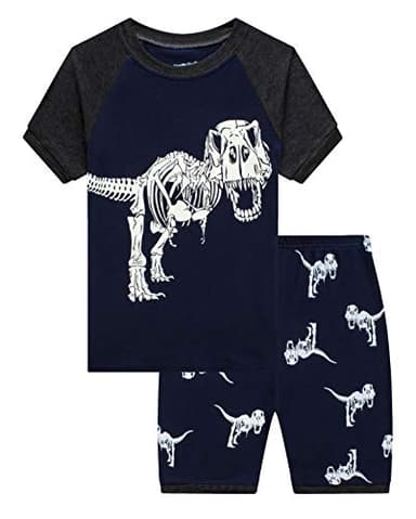 Family Feeling Little Boys Dinosaur Pajamas Short Sets 100% Cotton Pjs Navy Kid Summer Pjs 6