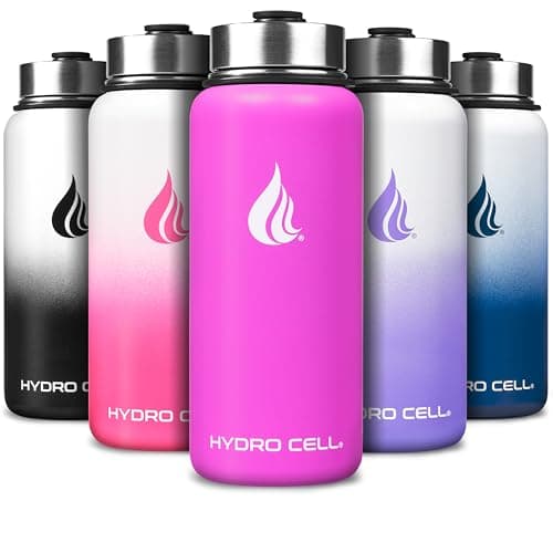 HYDRO CELL Stainless Steel Insulated Water Bottle with Straw - For Cold & Hot Drinks - Metal Vacuum Flask with Screw Cap and Modern Leakproof Sport Thermos for Adults (Fuchsia 32oz) - Image 1
