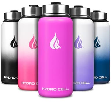 HYDRO CELL Stainless Steel Insulated Water Bottle with Straw - For Cold & Hot Drinks - Metal Vacuum Flask with Screw Cap and Modern Leakproof Sport Thermos for Adults (Fuchsia 32oz) - Image 1