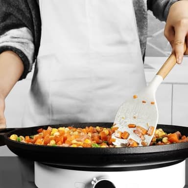 Silicone Cooking Utensils Set - 446°F Heat Resistant Silicone Kitchen Utensils for Cooking,Kitchen Utensil Spatula Set w Wooden Handles and Holder for Non-Stick Cookware, BPA FREE (Cream White) - Image 8