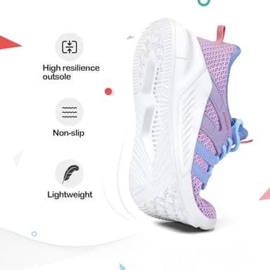 RUNSIDE Boys Girls Tennis Shoes Kids Lightweight Breathable Sneakers Lace-up Running Athletic Shoes for Toddler/Little Kid/Big Kid Purple - Image 3