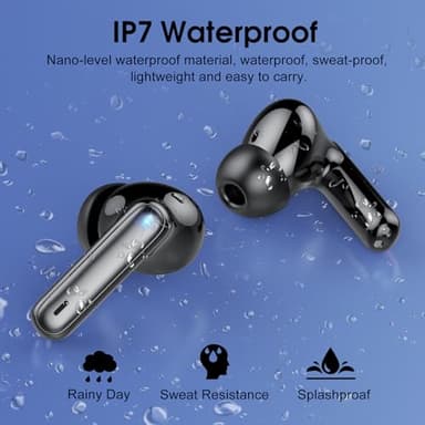 Wireless Earbuds, 2025 Bluetooth 5.4 Headphones in Ear with Stereo Deep Bass, 40H Bluetooth Ear Buds with 4 ENC Noise Cancelling Mics, IP7 Waterproof Earphones Hands-Free Calls Dual LED Display USB-C - Image 6