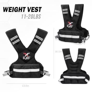 FUFF weighted vest woman 11–20 lb Unisex with 6 Weight Bags, Reflective Adjustable Weighted Vest for Walking, Exercise and Strength Training - Image 3