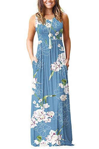 AUSELILY Women's Summer Sleeveless Loose Maxi Dress Casual Long Dresses with Pockets 2025 New (3XL, Light Blue) - Image 1