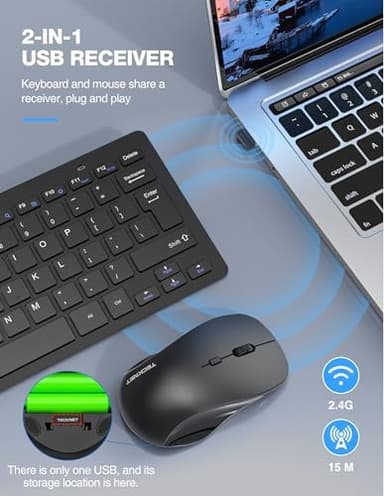 TECKNET Wireless Keyboard and Mouse Combo, Mini Cordless Computer Keyboard and Mouse Set 2.4GHz, Silent Adjustable 1600 DPI, Quiet Click, Lag-Free for Computer, Laptop, PC, Windows, Mac, Chrome OS - Image 4